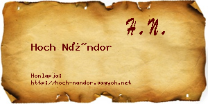 Hoch Nándor névjegykártya